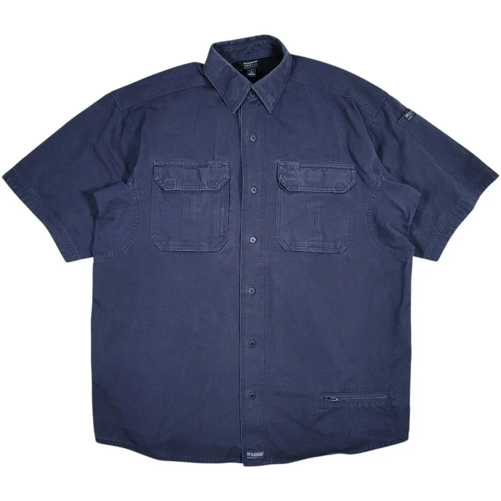 Blackhawk Warrior Wear Shirt Mens Large Navy‎ Blue Canvas Short Sleeve Utility